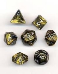 7 Black Gold/silver Leaf Polyhedral Dice Set - CHX27418